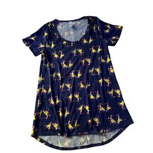 New LuLaRoe Classic T Shirt Top Womans XXS Comfy Dark Blue w/ Yellow Purple Red‎
